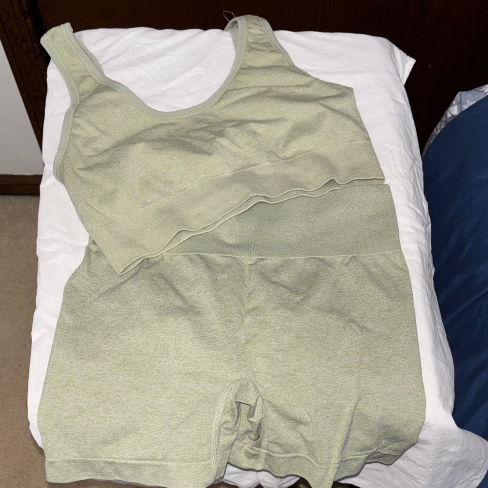 Green Tank Top and Shorts Set